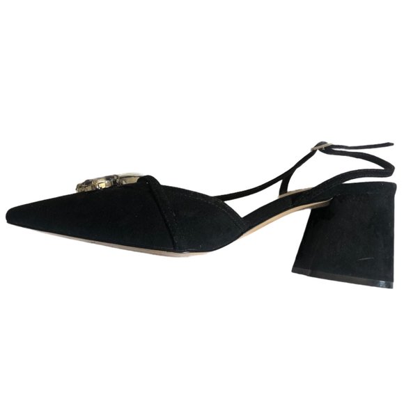ZARA BLACK STONE SLINGBACK PUMPS SIZE 38 - Picture 3 of 6